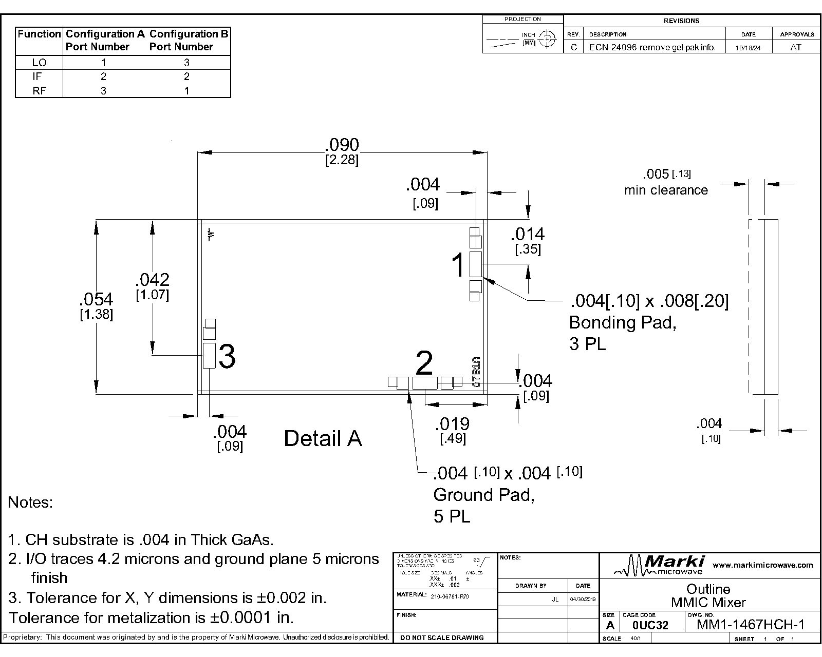 MM1-1467HCH-1_GaAs MMIC mmWave Tuner Mixer